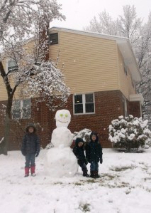 The Bishop's Spring Break snowman.