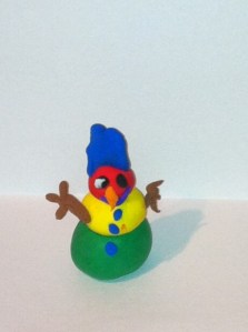 Jack Severino's "Snowman" In the running for Most Creative or Under 10. (Made with clay since there wasn't enough snow)